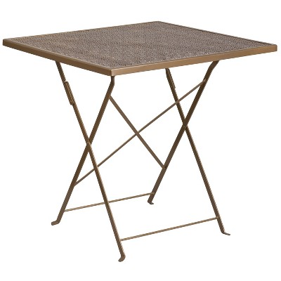 Flash Furniture Oia Commercial Grade 28" Square Indoor-Outdoor Steel Folding Patio Table