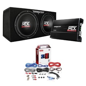 MTX TNP212D2 12 Inch 1200W Dual Car Subwoofer Audio, Sub Box, and Amplifier Bundle with BOSS Audio Systems KIT2 Amplifier Installation Wiring Kit - 1 of 4