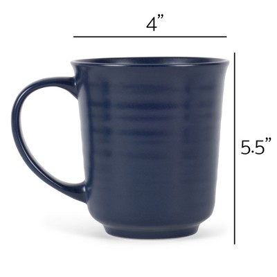 Navy Blue Matte Ceramic Round Coffee Mugs Set of 4