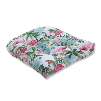 Floridian Flamingo Bloom Wicker Seat Cushion - Pillow Perfect