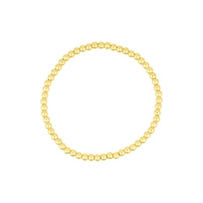 Polished Gold Tone Brass Stretch Ball Bracelet Set