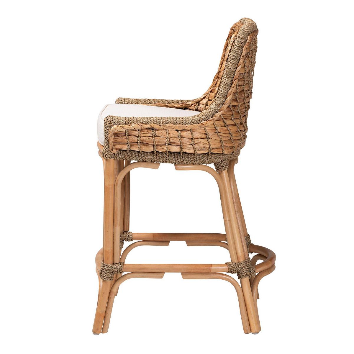 Kyle Woven Rattan Counter Height Barstool with Cushion - bali & pari: Handcrafted, No Assembly Required - thumbnail 4