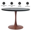 LeisureMod 36" Round Dining Table with MDF Top and Cherry Base – Modern Kitchen Dining Room Table - 4 of 4