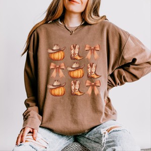 Simply Sage Market Coquette Western Fall Chart Lightweight Garment Dyed Sweatshirt - 1 of 4