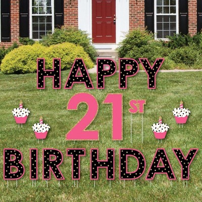 Big Dot of Happiness Finally 21 Girl - Yard Sign Outdoor Lawn Decorations - Happy 21st Birthday Yard Signs