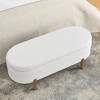 DOMETOUR Ottoman Oval Storage Bench,Rubber Wood Leg,Beige(46.x17.7x10.8) - 4 of 4