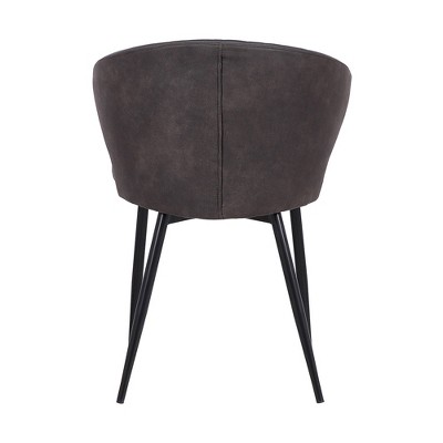 Gray Faux Leather Upholstered Arm Chair with Metal Frame