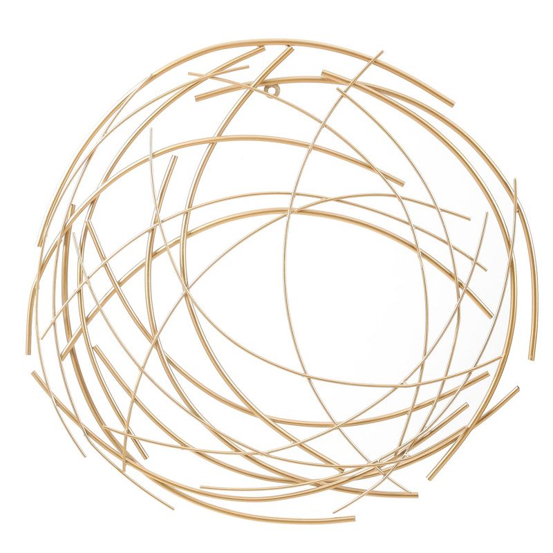 LuxenHome Gold Metal Abstract Swirl Round Wall Decor, 2 of 15