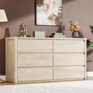 Rustic Farmhouse 6 Dresser for Bedroom, Wooden Drawer Dresser, Handle-Free Storage Cabinet with Drawers for Bedroom, Living Room & Hallway - 1 of 4