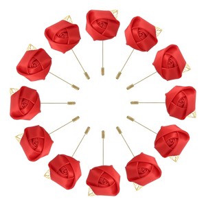 Unique Bargains Wedding Ceremony Anniversary Groom Silk Metal Rose Boutonnieres 24 Pcs - 1 of 3