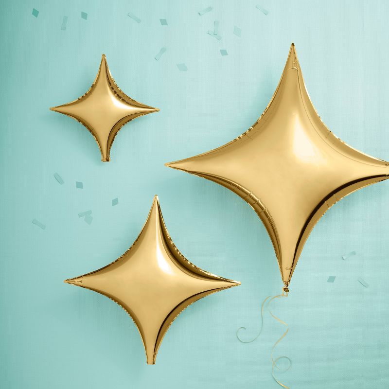 3ct Gold Quadrangle Star Shaped Foil Balloons - Spritz&#8482;, 3 of 6