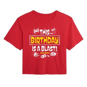 Women's - Star Wars - This Birthday Is A Blast Cropped Graphic T-Shirt - 1 of 4
