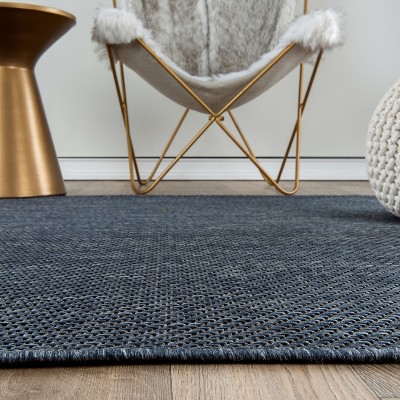 Contemporary Blue Synthetic 5' x 7' Flatweave Area Rug