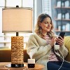 GTCLIGHTING Rattan Table Lamp Set of 2, 3 Way Dimmable Touch Table lamp with 2 USB Ports and 1 AC Outlet for Bedroom Nightstand Table, Livingroom - 2 of 4