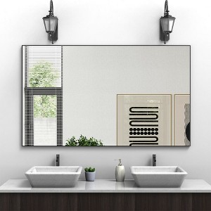 60”x36” Oversized Modern Rectangle Bathroom Mirror With Black Frame Decorative Large Wall Mirrors - 1 of 4