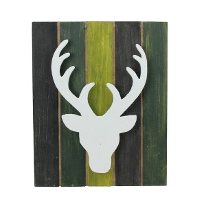 Northlight 13" Wood Deer on Green Washed Pallet Inspired Frame Christmas Wall Hanging - 1 of 2