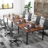 Costway 1/2 PCS 95" x 48" Large Meeting Table Seats up to 10 People 2 Cable Grommets for Office White/Brown - 2 of 4