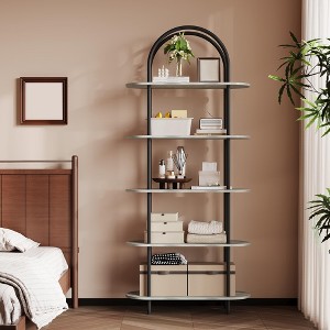 ODK Arched Bookshelf, 71" Tall 5 Tier Arched Bookcase with Metal Frame, Freestanding Display Rack Open Bookshelf for Bedroom Living Room Home Office - 1 of 4