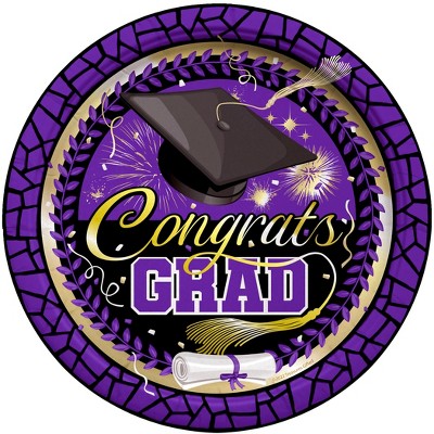 thumbnail image 2 of Congrats Grad Blue Dessert Plates - 25 Pack Disposable Graduation Party Supplies 2 of 11
