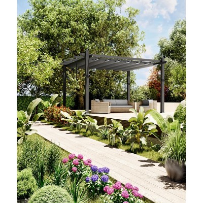 Aluminum Pergola w/ Retractable Canopy - Heavy-Duty UV-Resistant for Deck, Backyard