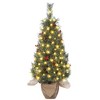 3/4.5FT Snow Flocked Prelit Christmas Tree with Warm White LEDs & Mini Pine Tree, for Home Office Yard Indoor Outdoor Holiday Decor - 2 of 4