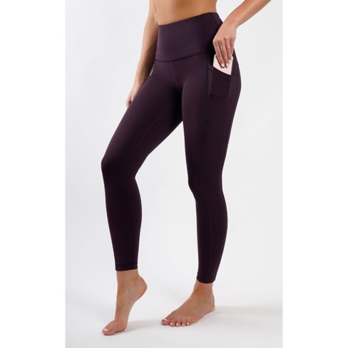 90 Degree by Reflex 90 Degree By Reflex High Waist Fleece Lined Leggings  with Side Pocket - Yoga Pants - Potent Purple with Pocket - Small