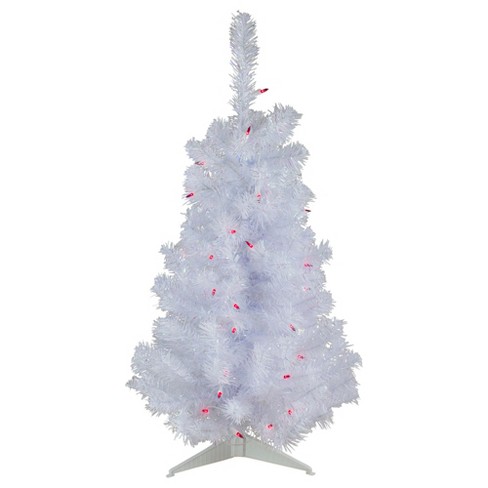 Northlight 4' Prelit Artificial Christmas Tree White Iridescent Pine -  Pink/purple Lights : Target