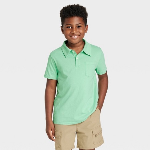 Boys' Short Sleeve Polo Shirt - Cat & Jack ™ Green Xxl Husky : Target