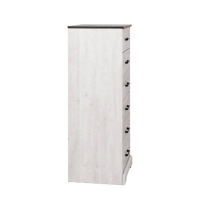 Washed White 6-Drawer Farmhouse Vertical Dresser