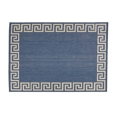 VisioGear Area Rug, 7'*5'3" Vintage Large Non-slip Rug For Living Room Kitchen Bedroom, Beige & Blue, 84"*63"*0.16"