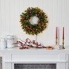 Nearly Natural 24-in Frosted Artificial Christmas Wreath with 50 Warm White LED Lights, Ornaments and Berries - 4 of 4