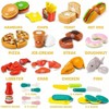 42 Items 87 Pcs Cutting Play Kitchen Set, Pretend Cooking Fruit Vegetables Fast Food with Storage Basket, Birthday Gift - 3 of 4