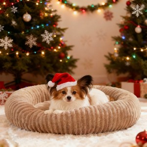 JOEJOY Round Dog Bed with Anti-Slip Bottom & Removable Cover,Rabbit Fur and Teddy Fabric with Drawstrings - 1 of 4