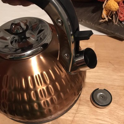 Stovetop Whistling Tea Kettle, Copper Whistling Tea Kettle, Handmade Solid  Copper Tea Pot Kettle, for Gas, Induction, Stovetops(3L/5L)