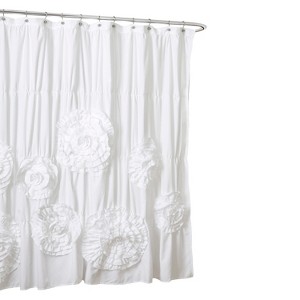 Lush Décor Serena Flower Texture Shower Curtain, Adult Unisex, White