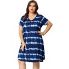 Agnes Orinda Women's Plus Size Tie Dye Trendy V Neck Round Hem Casual T-Shirt Dresses - 4 of 4