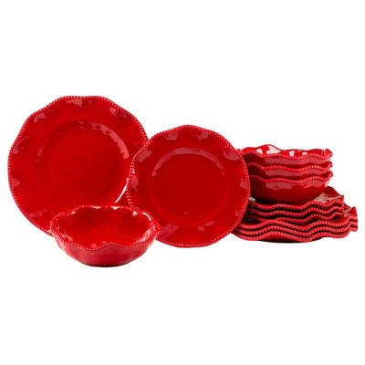 Certified International 12pc Perlette Melamine Dinnerware Set Red