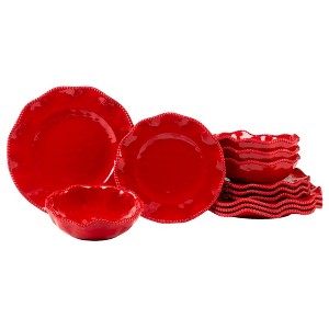 Certified International 12pc Perlette Melamine Dinnerware Set Red - 1 of 4