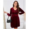 Clearlove Women's Velvet Maternity Nursing Dress Stretchy Breastfeeding Gown Elegant Bump Flowy Maxi - 2 of 4