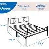 79.5"L x 59.5"W x 36"H Metal Platform Queen Bed Frame with Iron Art Headboard & Footboard Underbed Storage No Box Spring Needed 650lbs Capacity - 4 of 4