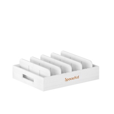 SpaceAid Bamboo Lid Organize with 5 Adjustable Dividers for Cabinets, Includes Blank  Labels (white)