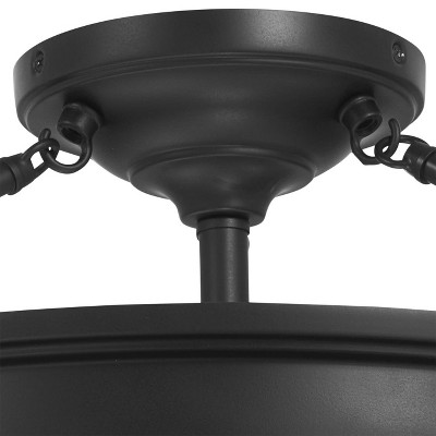 Coal Finish 3-Light Semi-Flush Mount with Glass Shade