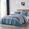 Twin Quilt Set, White Grey Blue Striped, 2 Pieces Soft Light Bedspread with Pillow Sham Light Blue - 2 of 4