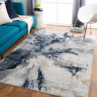 Hauteloom Kirkland Dark Blue Marble Rug