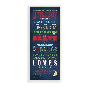 7"x0.5"x17" Favorite Little Boy In The World Kids' Wall Plaque Art Blue - Stupell Industries: Boys Room Canvas Decor - 1 of 3