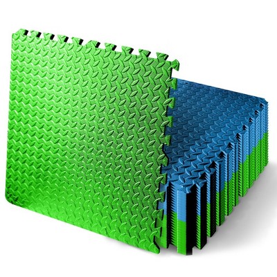 Squatz 25 - Pc Foam Interlocking Exercise Mat - Blue & Green