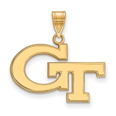 Black Bow Jewelry 10k Yellow Gold Georgia Tech Yellow Jackets NCAA Medium Pendant