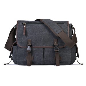 Vintage Canvas 15 inch Laptop Messenger Bag College Computer Satchel Shoulder Bag Travel Office Briefcases - 1 of 4