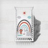 Bacati - Safari Animals Photo Op Aqua Orange Gray 100 percent Cotton Universal Baby US Standard Crib or Toddler Bed Fitted Sheet - 3 of 4
