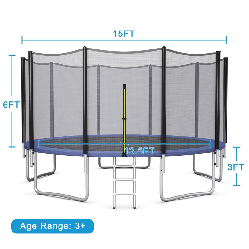 Costway 8/10/12/14/15/16 FT Outdoor Trampoline Bounce Combo W/Safety Closure Net Ladder, 2 of 11